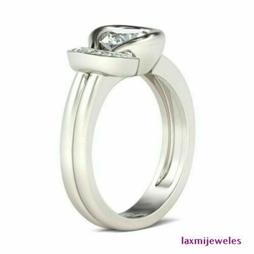 2Ct Round Cut Lab Created Diamond Ring Love Knot Promise Anniversary 14K Gold FN