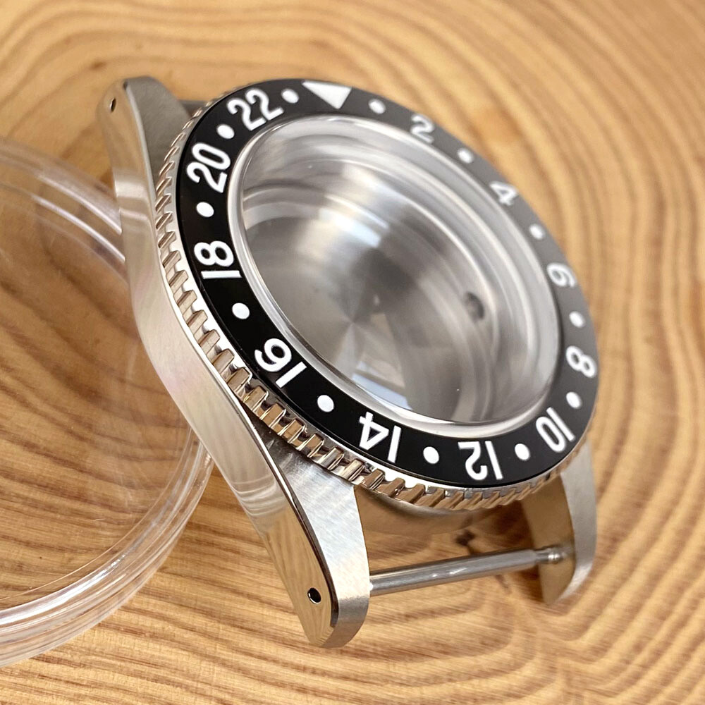 38mm Stainless Steel Brushed 200M Diver Watch Case Fit NH34 GMT NH35 Sapphire