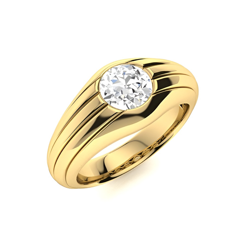 Diamond Ring Band Gold Lab Grown 14k Yellow IGI Round Cut 8 MM Mens 1 Carat