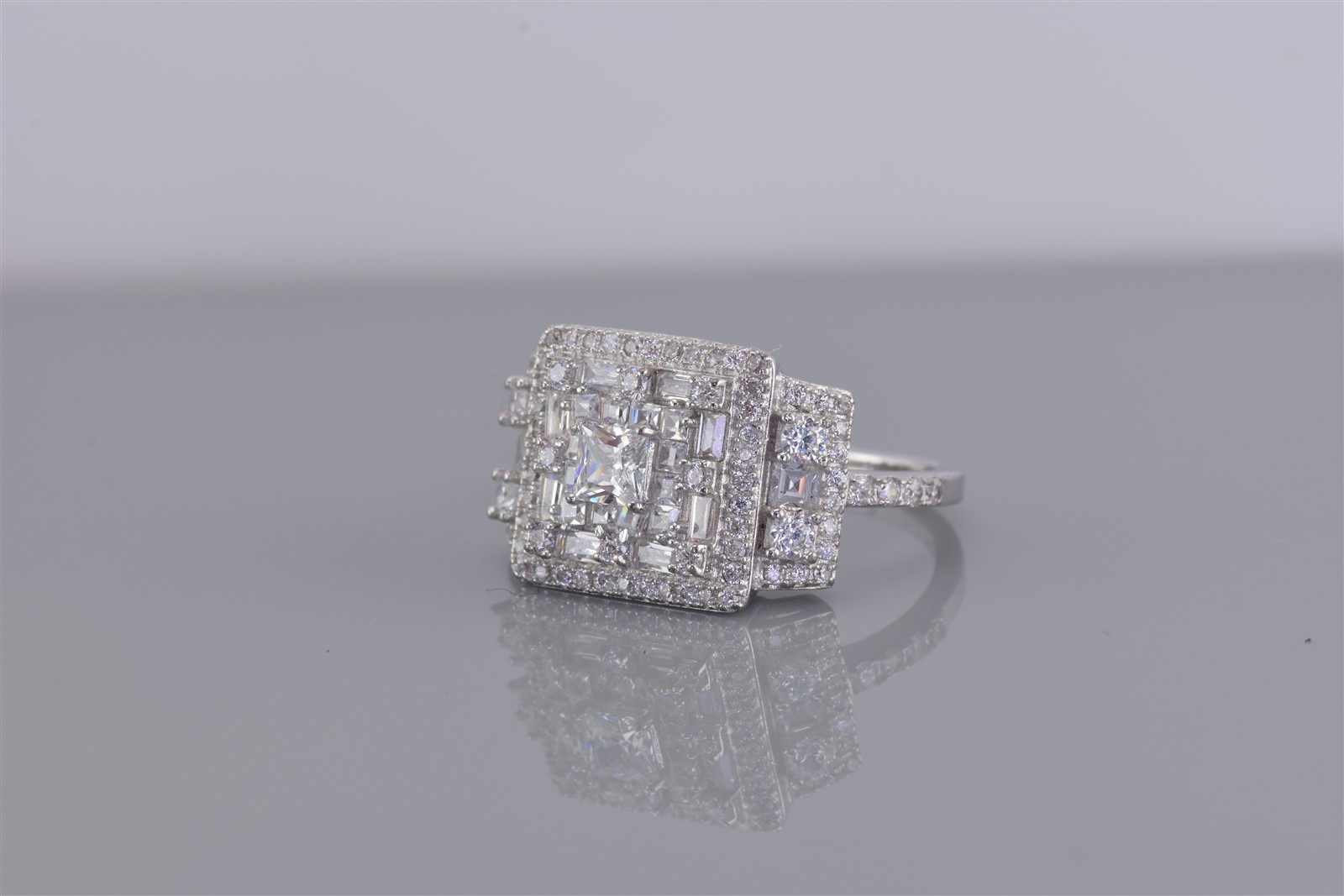 Fuzion Creation Sterling Silver Cubic Zirconia Statement Band Ring FZN 925 Sz: 9