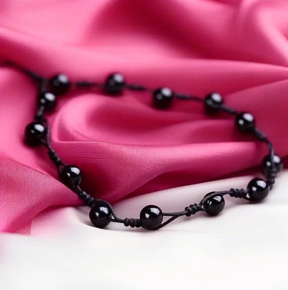 Hand Braided Obsidian Anklet Bracelet Healing Protection Crystal Gemstone Gift