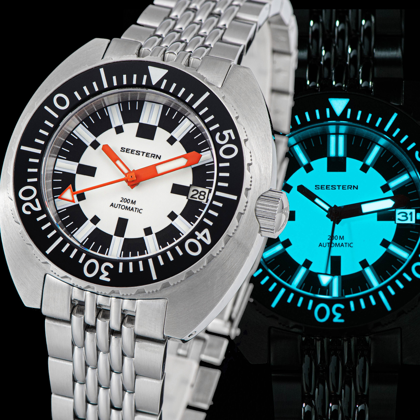 Seestern LUME DIAL S406-2.02 42MM Ceramic Bezel 200m DIVER’S Mens Watch Military
