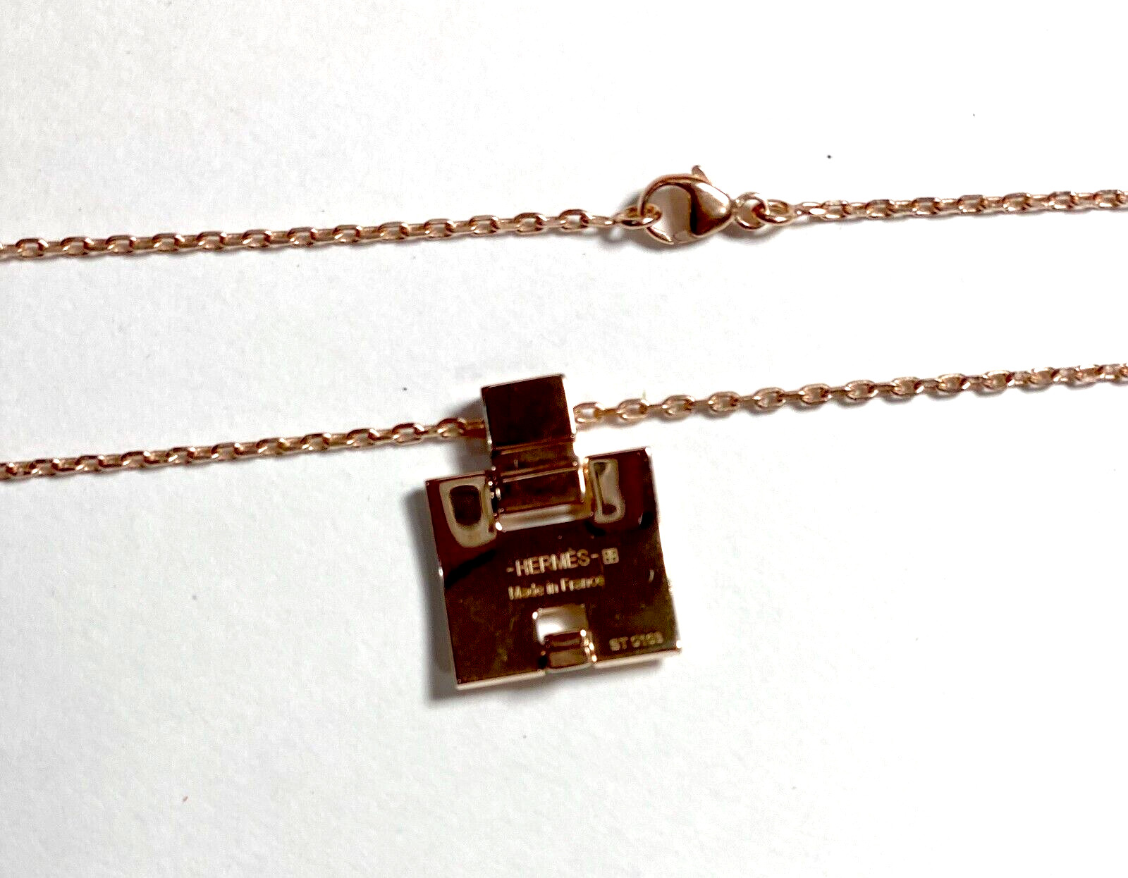 Authentic HERMES Pandan H Logo Pattern Necklace Gold 48cm #3516