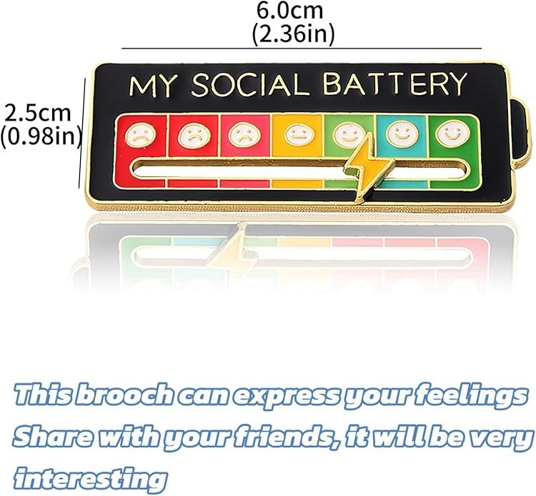 Sliding My Social Battery Enamel Mood Pin for Introverts Extroverts Mood Tracker