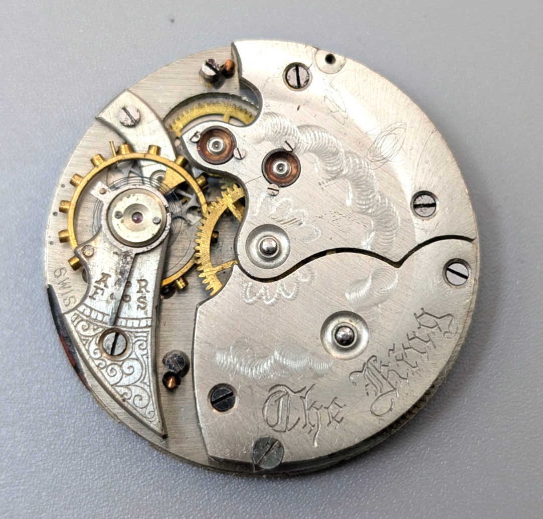 Vintage THE KING 35mm Swiss Made Formal Dress Pocket Watch Movement PARTS REPAIR