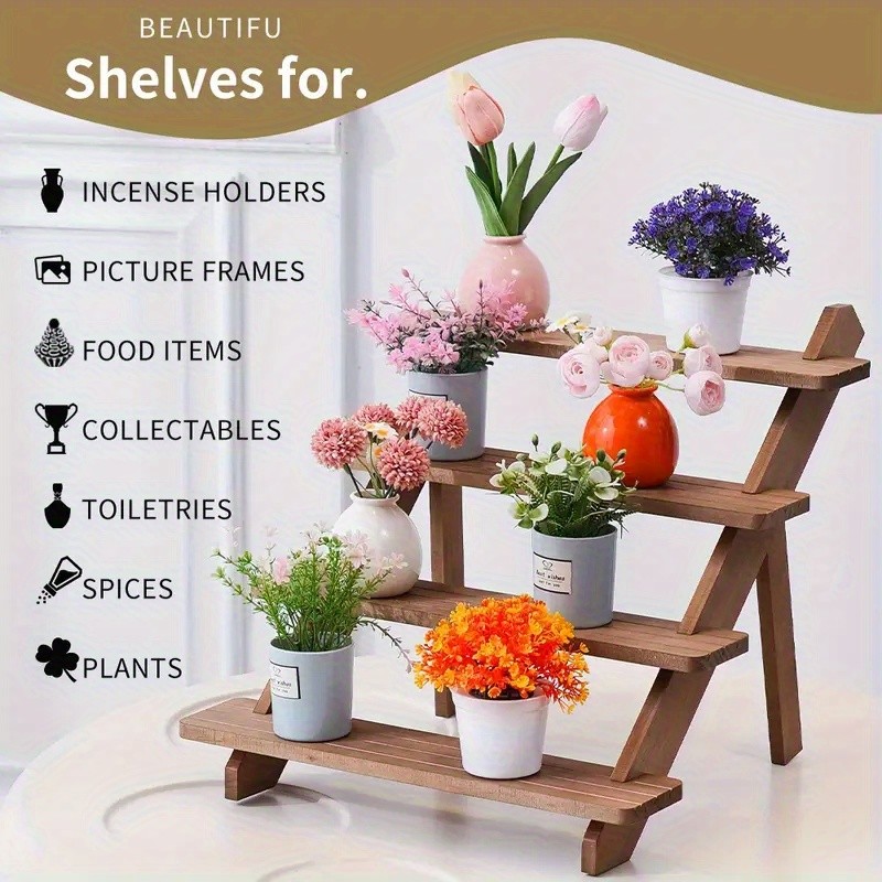 2pcs 4 Layers Wooden Cake Display Rack, Stepped Cupcake Rack