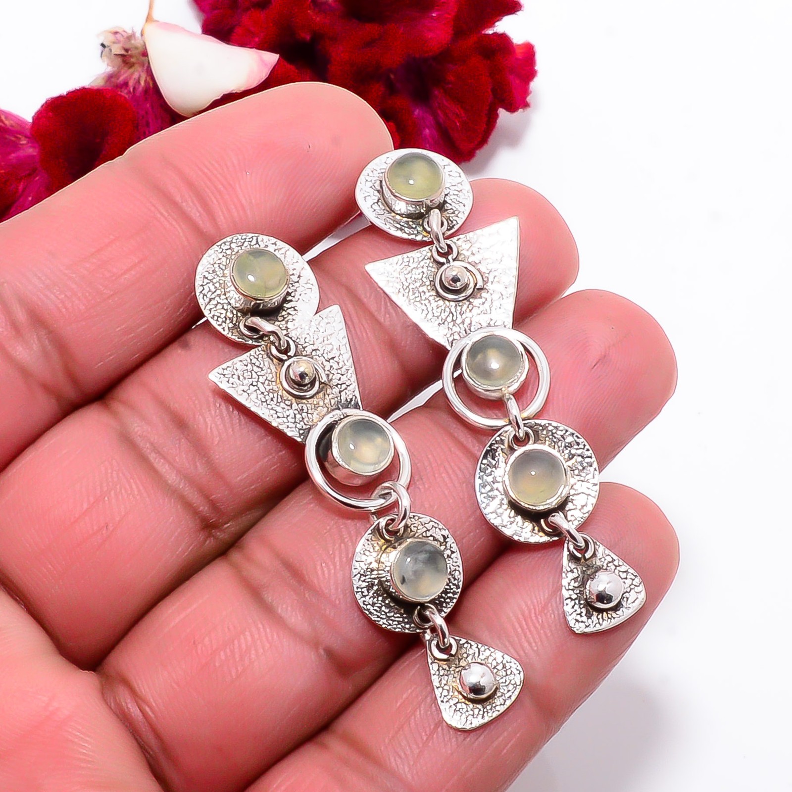 Prehnite – South Africa 925 Sterling Silver Earring 1.95 Sk50, Christmas Gift