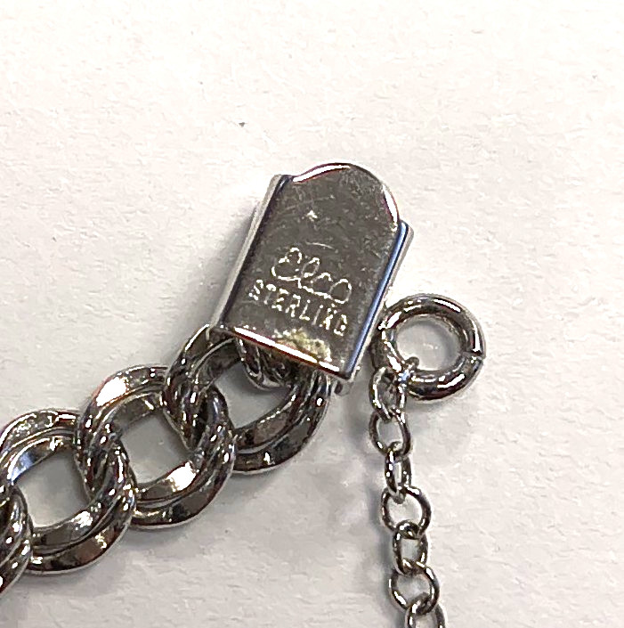 Vintage Signed ELCO 925 Sterling Silver Double Ring Chain 7″ Charm Bracelet