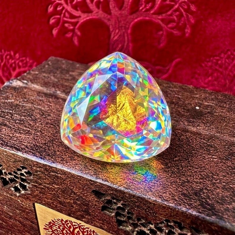 Natural Mystic Rainbow Topaz 50.70 Ct Trillion Cut Certified Loose Jewelry Gem