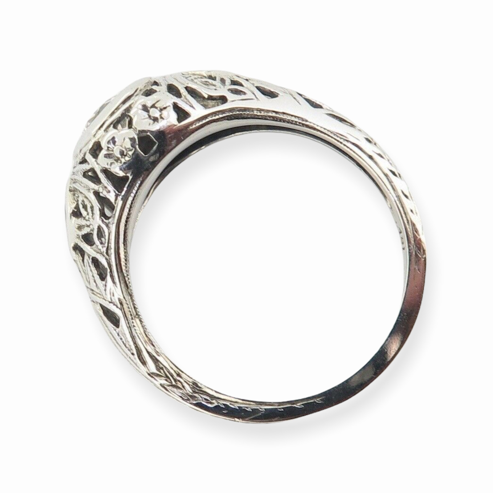 .A 18k White Gold 0.30ct Old Cut Diamond Set Antique Ring Size M Val $3150