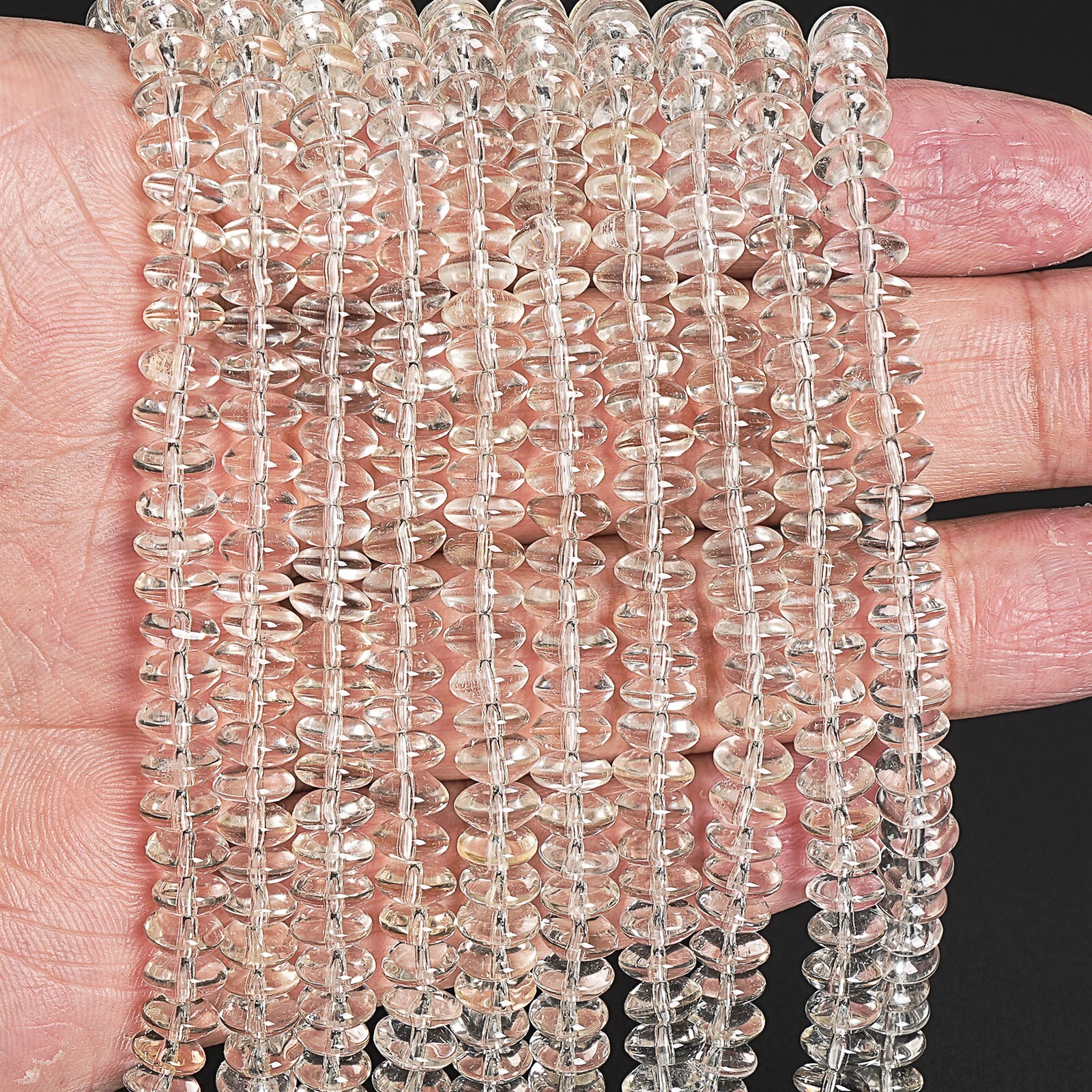 6X3MM Natural Lemon Yellow Clear Crystal Quartz Bead A+ Rondelle Loose Beads 15″
