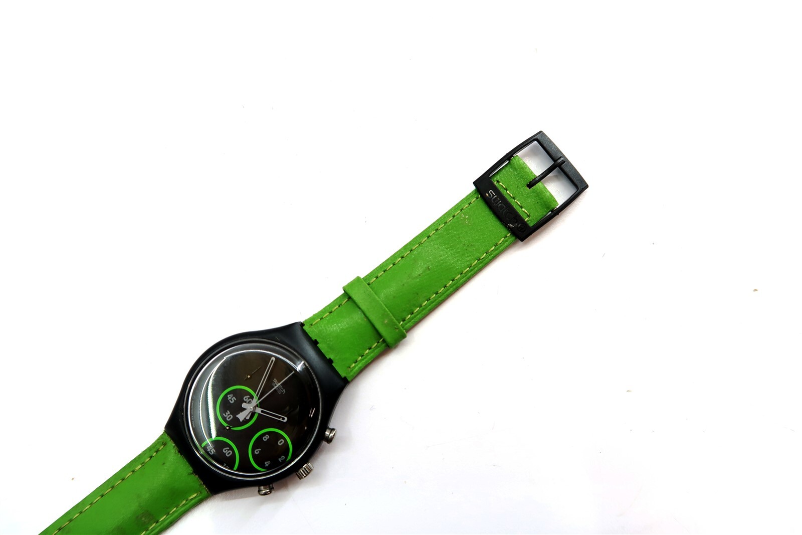 NEW Swatch Chrono Watch EXCENTRIC SCB117 w/ Case & Papers 1997 NEW BATTERY (n2)