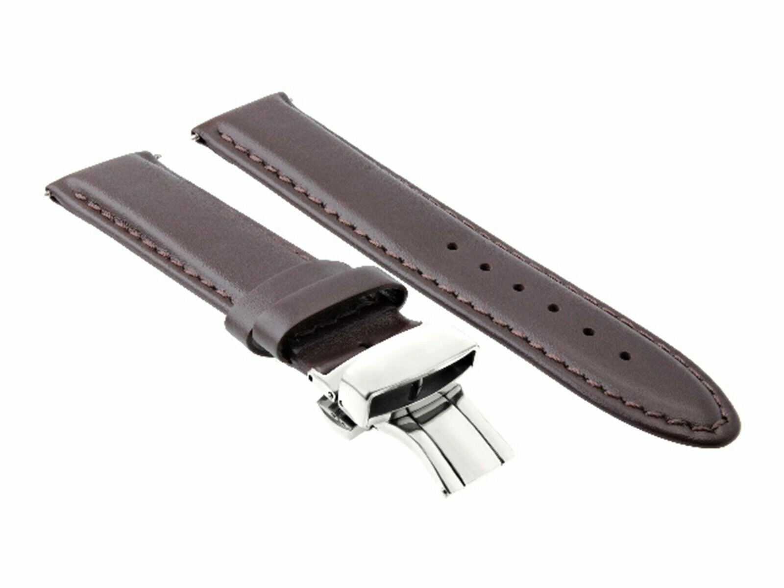 20MM SMOOTH LEATHER WATCH STRAP BAND BUCKLE FOR SEIKO SARB017 ,SNDC33 D/BROWN