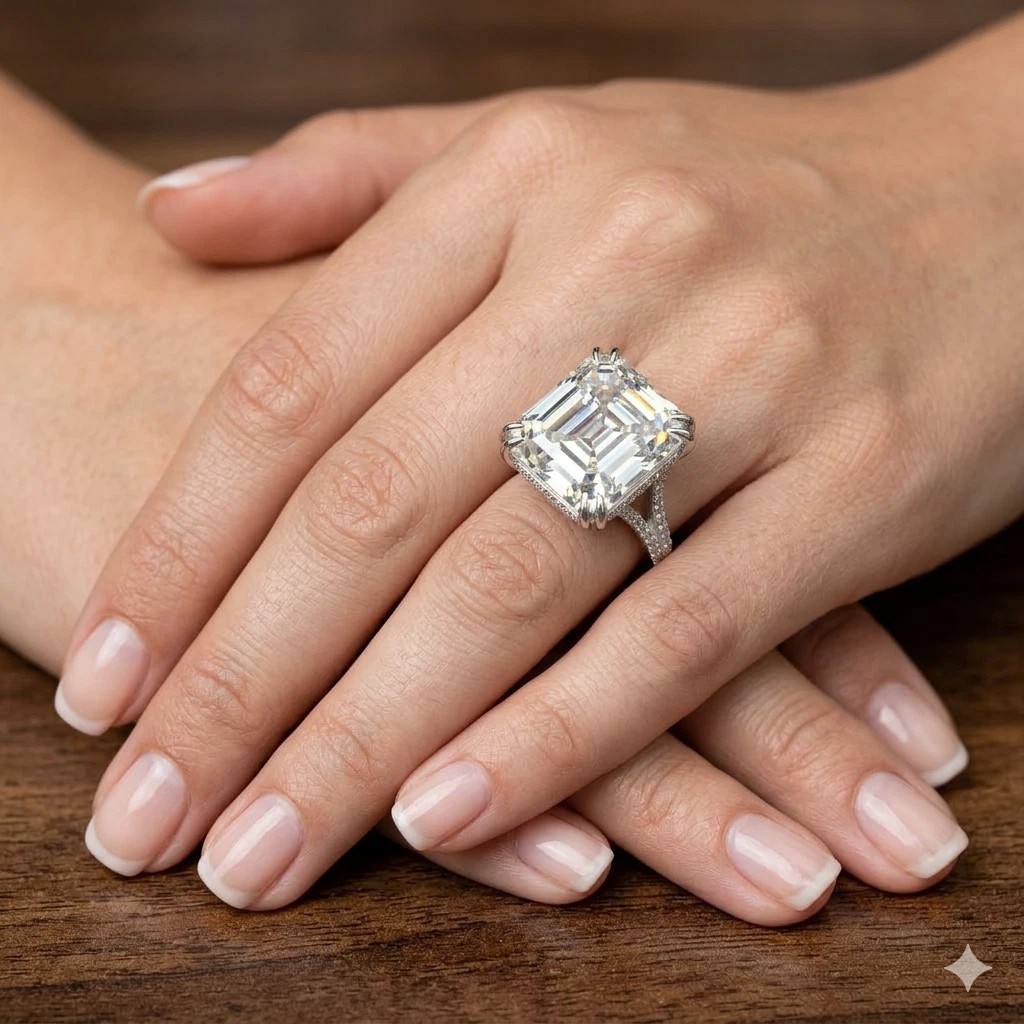 RARE 11.10 Ct Certified Treated White Diamond Solitaire Ring In 925 Silver