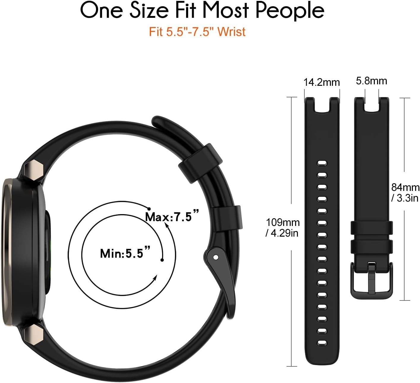 Elegant Soft Silicone Garmin Lily Smartwatch Band – 14.2mm, Adjustable Size