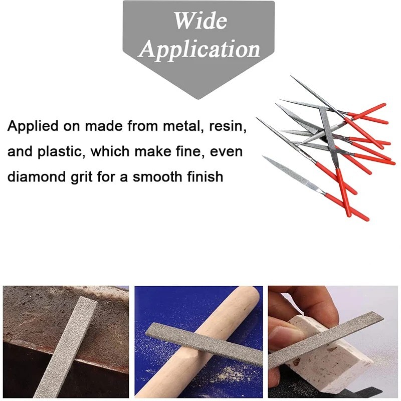 10pc Diamond Needle File Set Titanium Plated Jewelry Glass Stone Metal Tool 140m