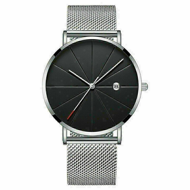 Ultra Casual Men’s Thin Quartz Analog Wrist Watch with Stainless Steel Mesh Band