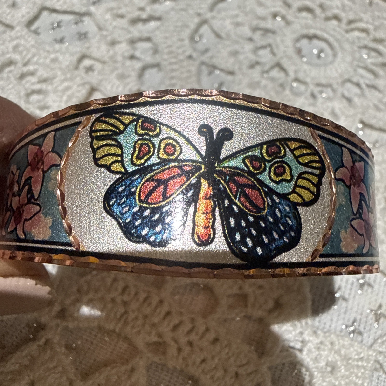 Vintage Handmade Boho Copper Butterfly Design Artisan Bangle Open Cuff Bracelet