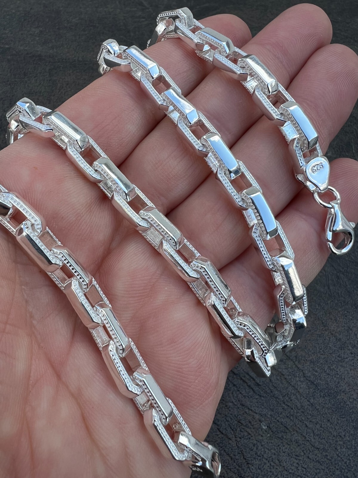 Rolo Hermes Link Real Solid 925 Sterling Silver 7mm Chain Necklace Or Bracelet