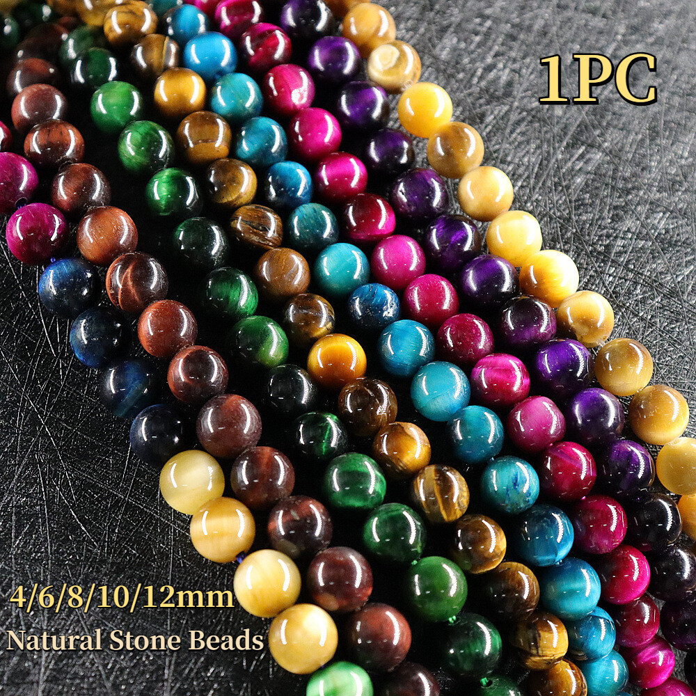 1 X Tiger Eye Stone Beads Round Loose Spacer Beads for DIY Jewelry Making Crafts
