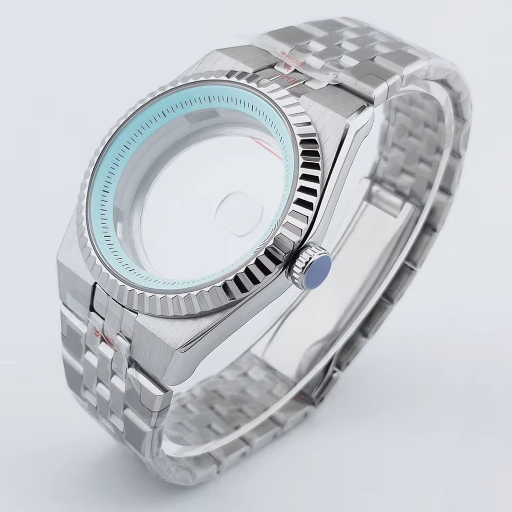 40Mm Silver Watch Case Sterile Sapphire Glass Fit NH34 NH35 NH36 NH38 NH72 ETA 2