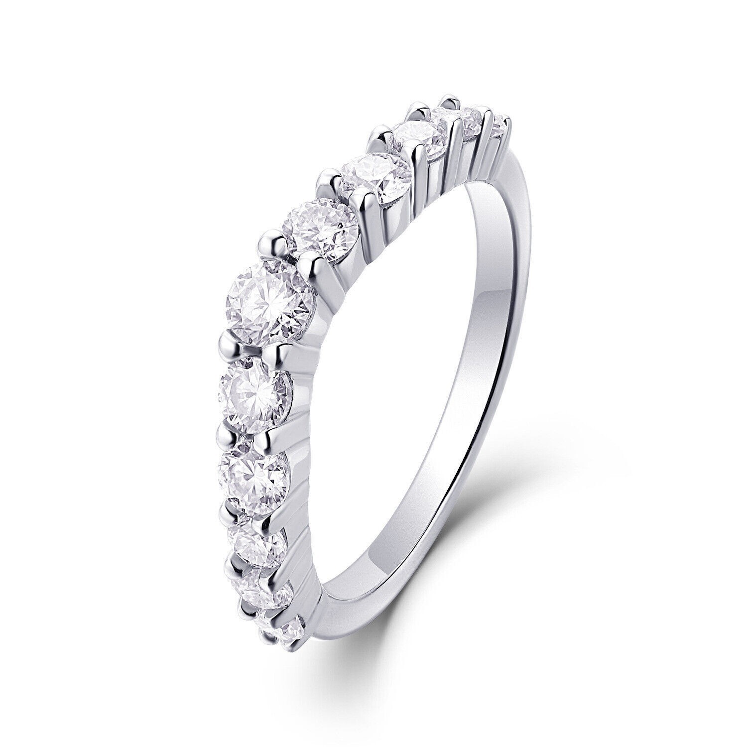 2.5-3.5mm D Color MOISSANITE Half Eternity Ring Women Gift 925 Sterling Silver