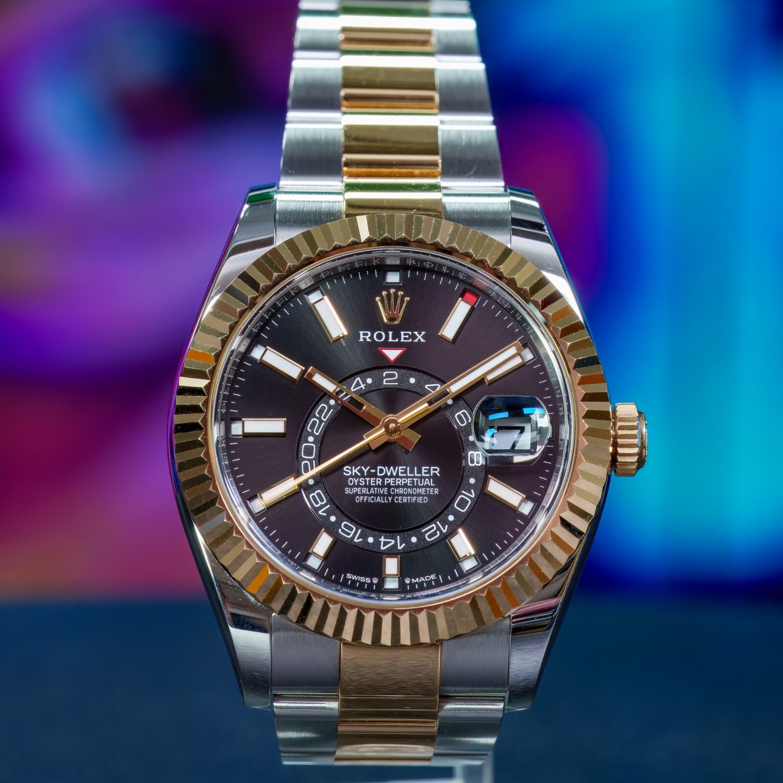 2024 Rolex Sky-Dweller Black Dial Two Tone Yellow Gold Oyster Full Set – 336933