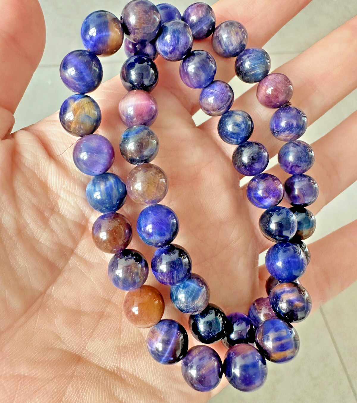 Purple and Blue Sugilite Round Beads Bracelet | Healing Crystal Gift for Her