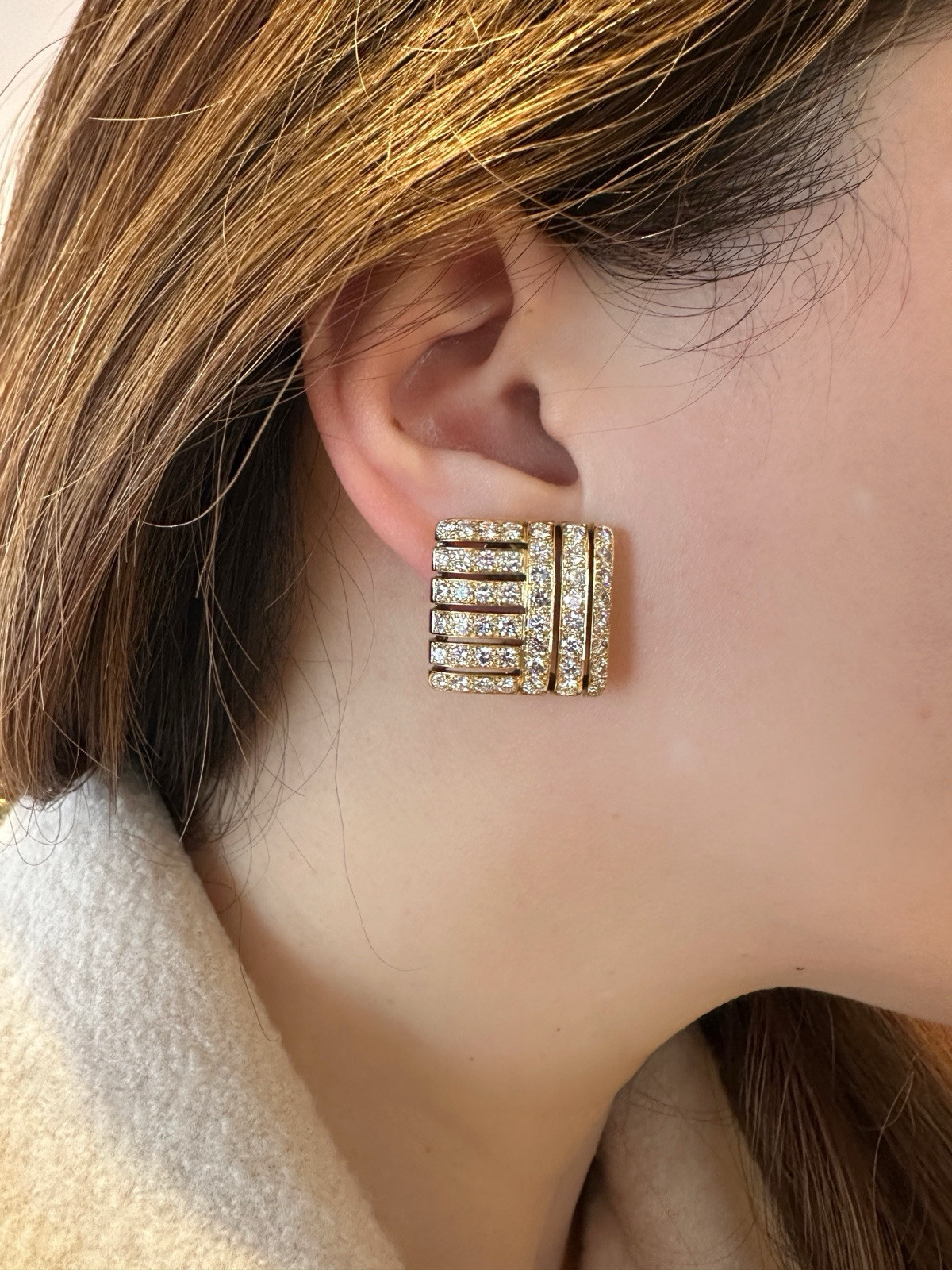 Natural Diamond Square Button Earrings 5cttw in 18k & 14k Yellow Gold – HM2674BE