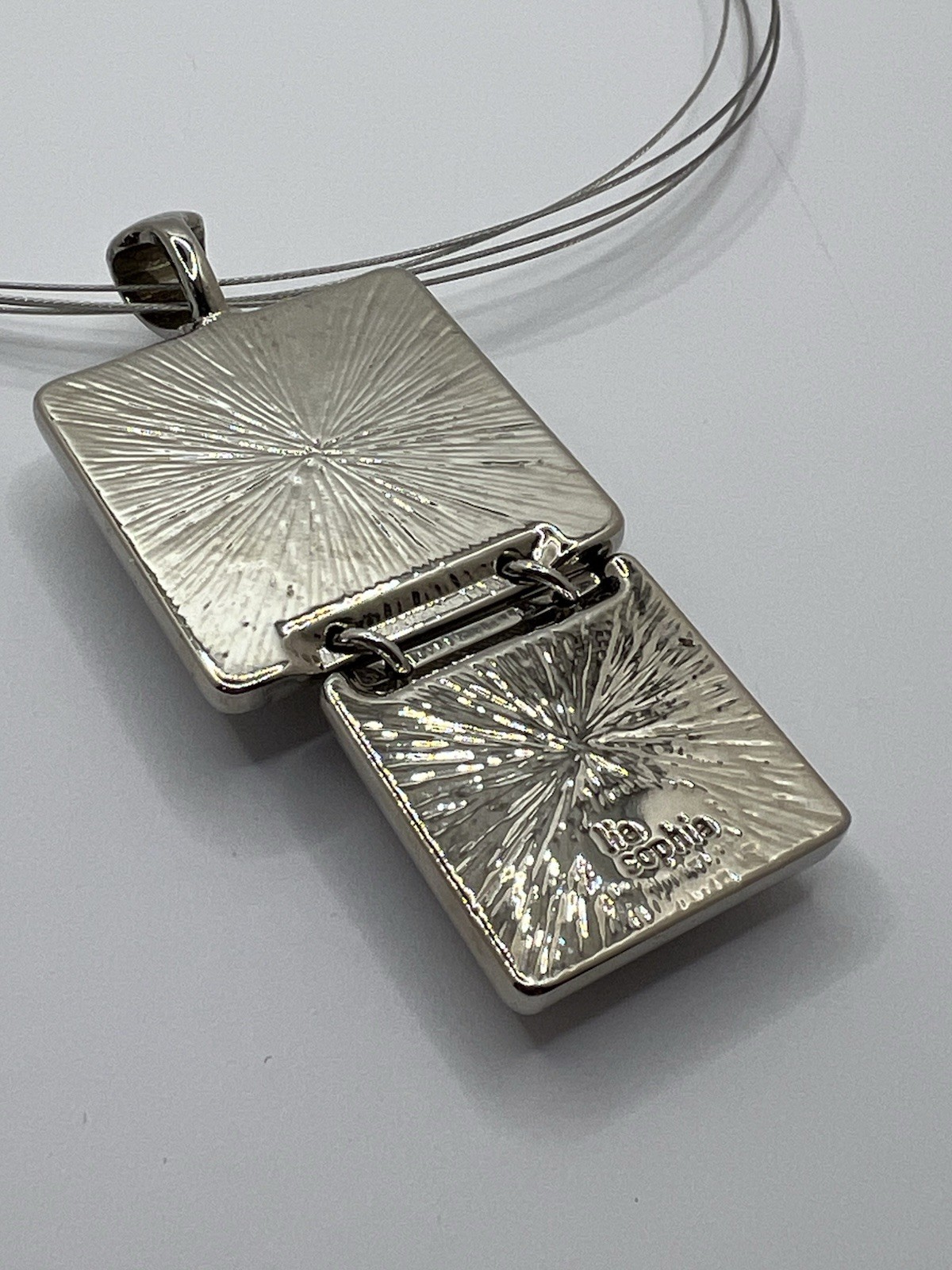 Lia Sophia “Reflex Love” Pendant Gray Color w/ LS Coated Wire 3-Strand Necklace