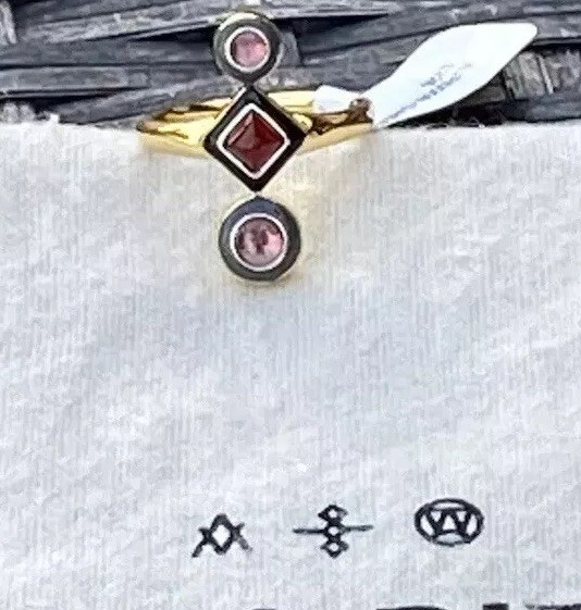 100% Authentic Alexis Bittar Triple Carnelian & Amethyst, Enamel GP Ring $225