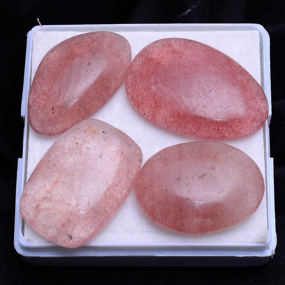 4 Pcs Natural Strawberry Quartz 25mm-29mm Cabochon Untreated Loose Gemstones Lot