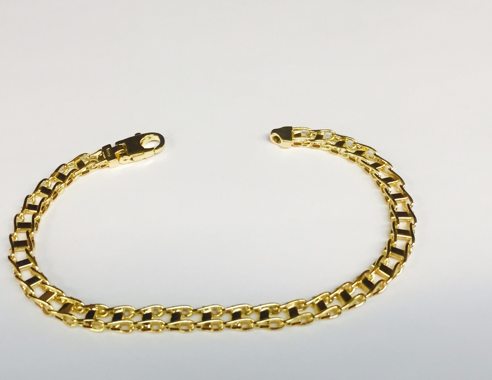14k Yellow Gold 8.5″ Mens Solid Railroad Link Chain/Bracelet 5mm 7 Grams