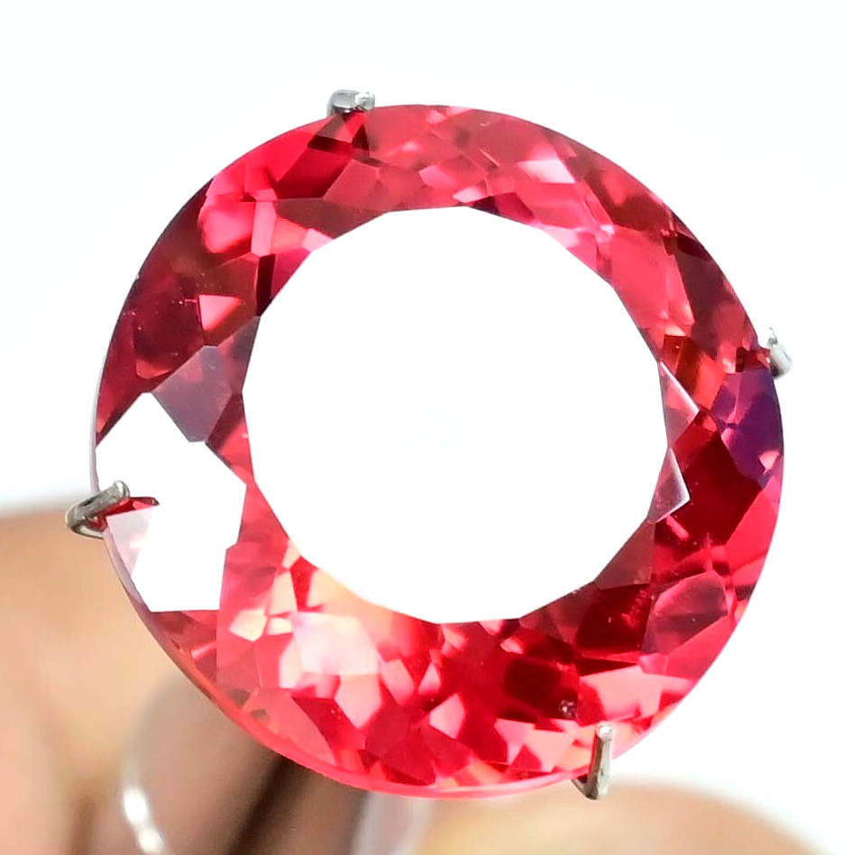 Flawless Natural imperial Topaz 17.70 Ct Round AGL Certified Rare Loose Gemstone