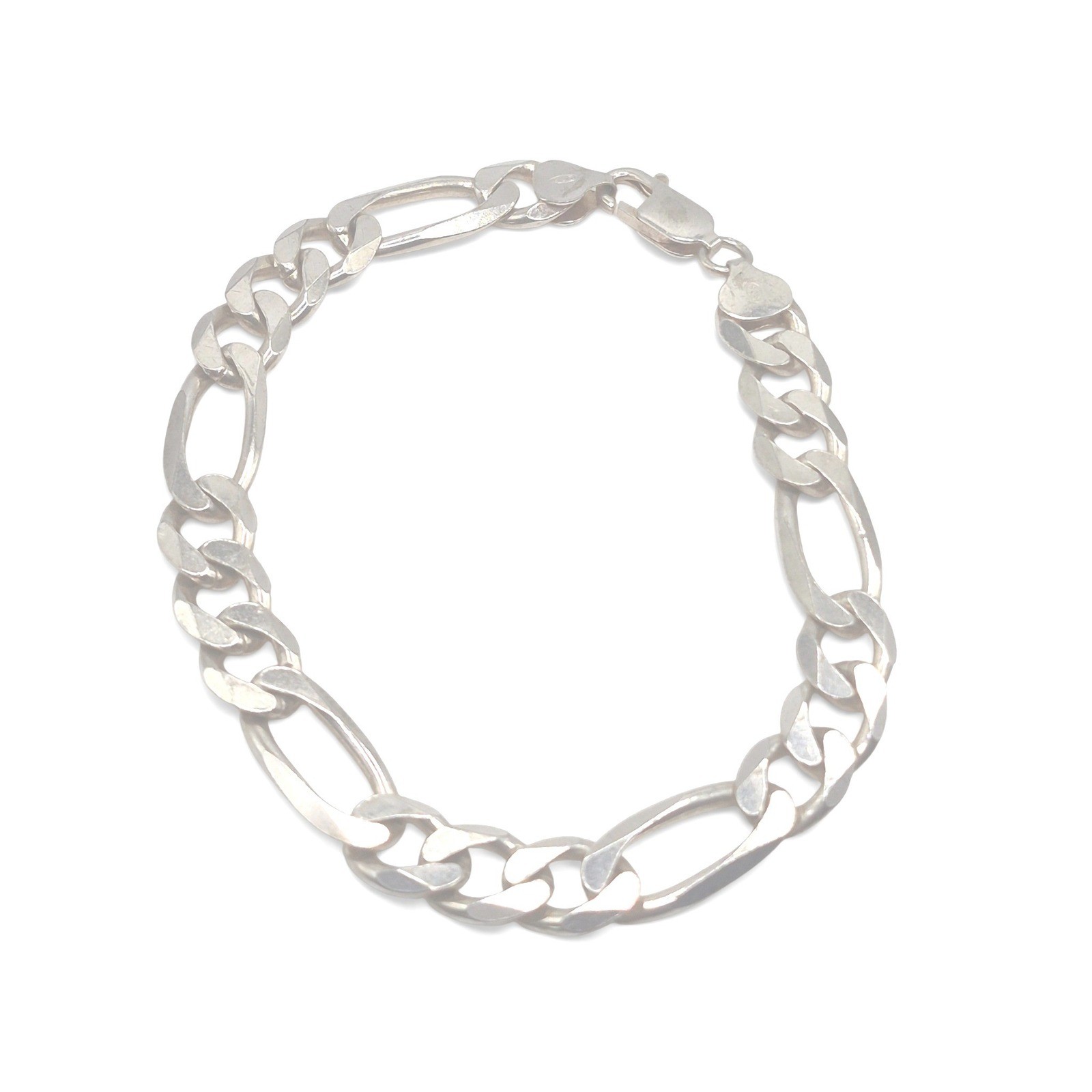 Vintage Figaro Bracelet Mens 9.5″ Silver Italian 925 Link