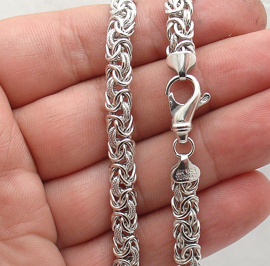 Anti-Tarnish Domed Byzantine Chain Necklace Real Sterling Silver QVC 18″