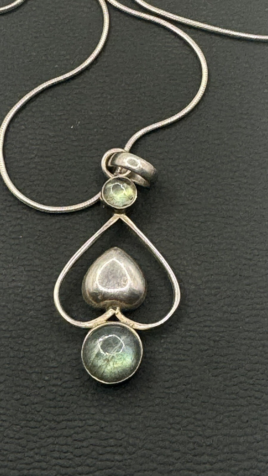 Labradorite 925 Sterling Silver Heart Pendant/Chain #4