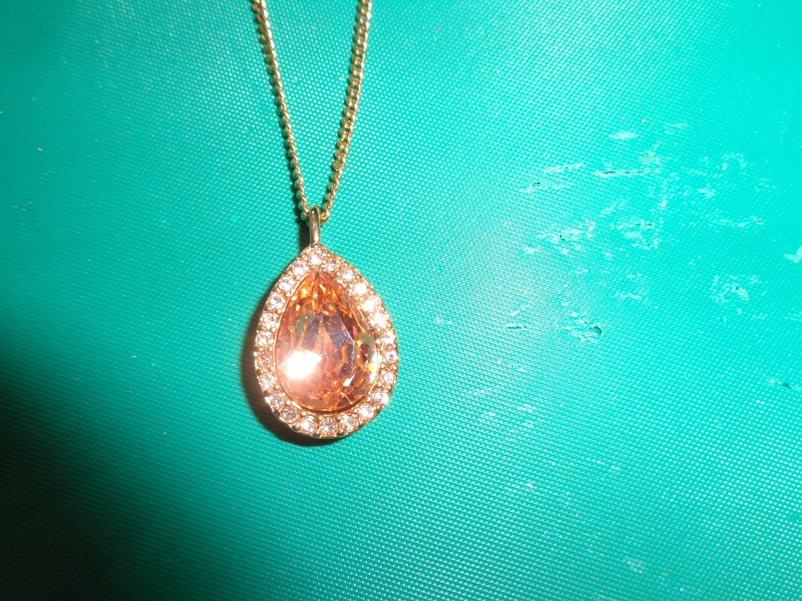 Givenchy Goldtone Amber Rhinestone Pendant Necklace Pendant is Not Signed