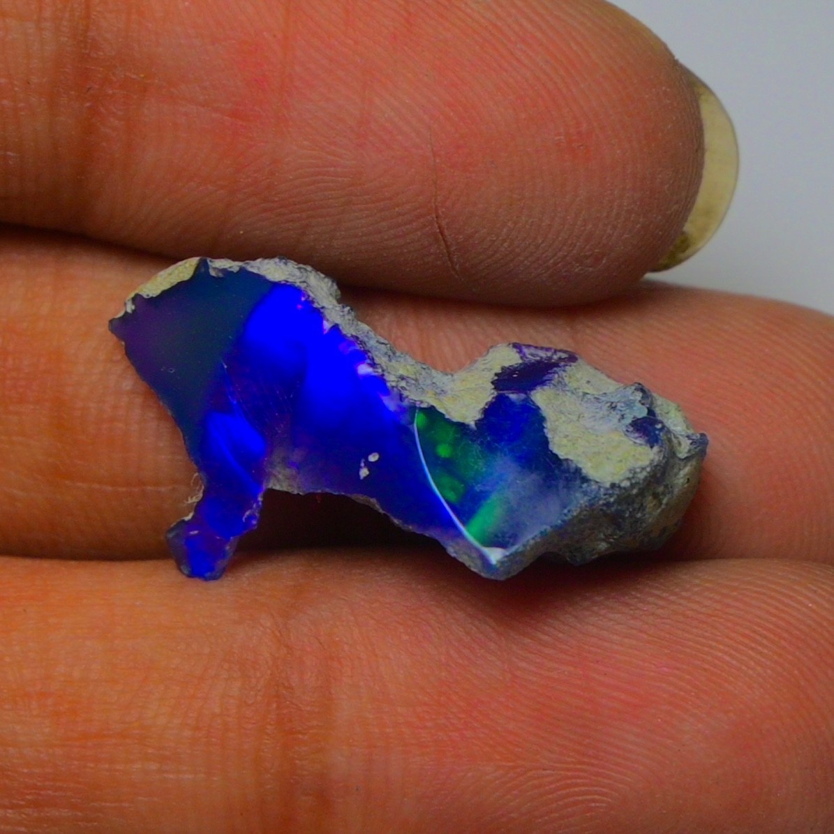 Blue Ethiopian Opal Rough 6.45 cts Smoked Black Opal Raw, Fire Opal