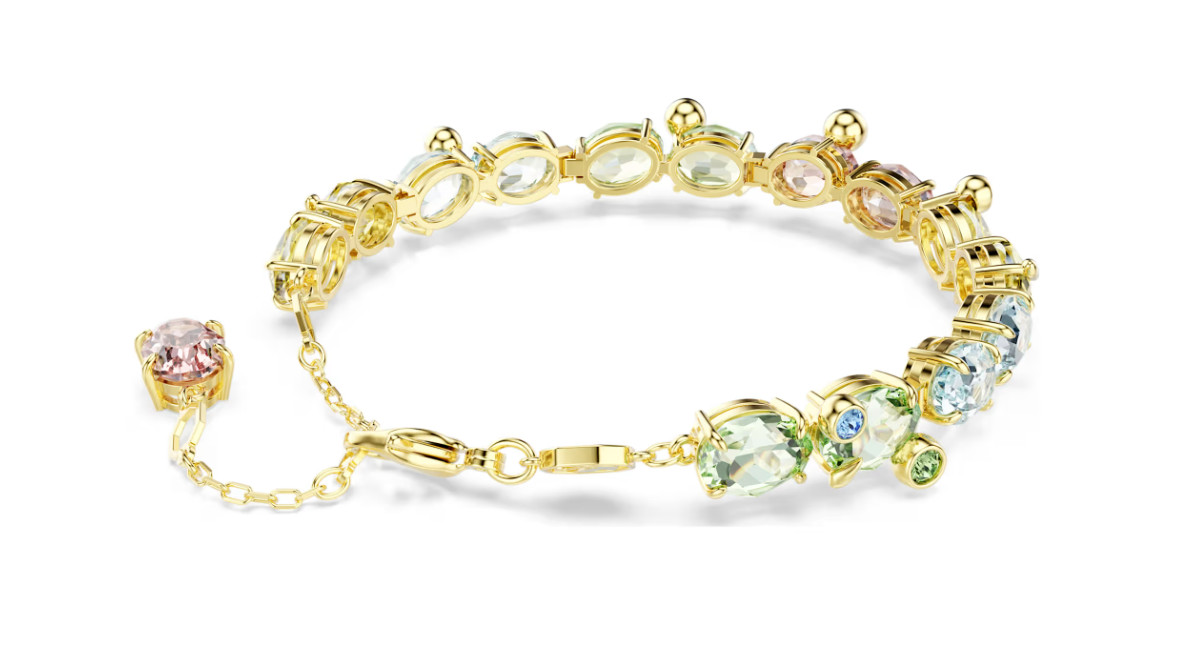 Swarovski Gema Rainbow Crystal Bracelet 18K Gold Finish for Women