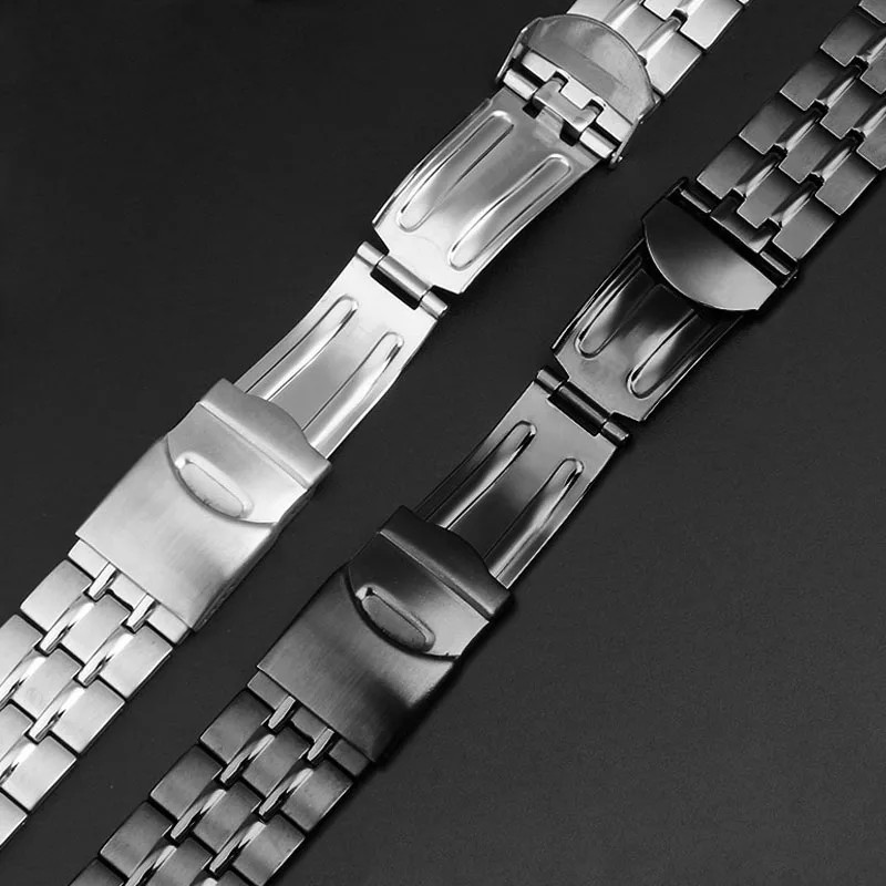 19 21mm Stainless Steel Watch Band Strap For Swatch Bracelet + Folding Buckle