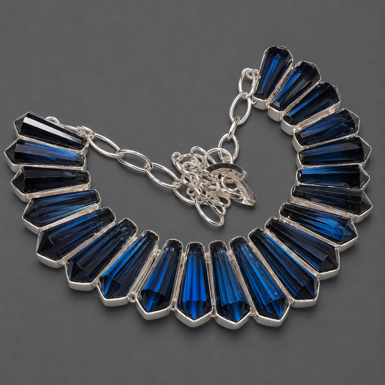 Iolite Pencil Shape Gemstone Necklace Handmade Antique Design Decent Jewelry 18″