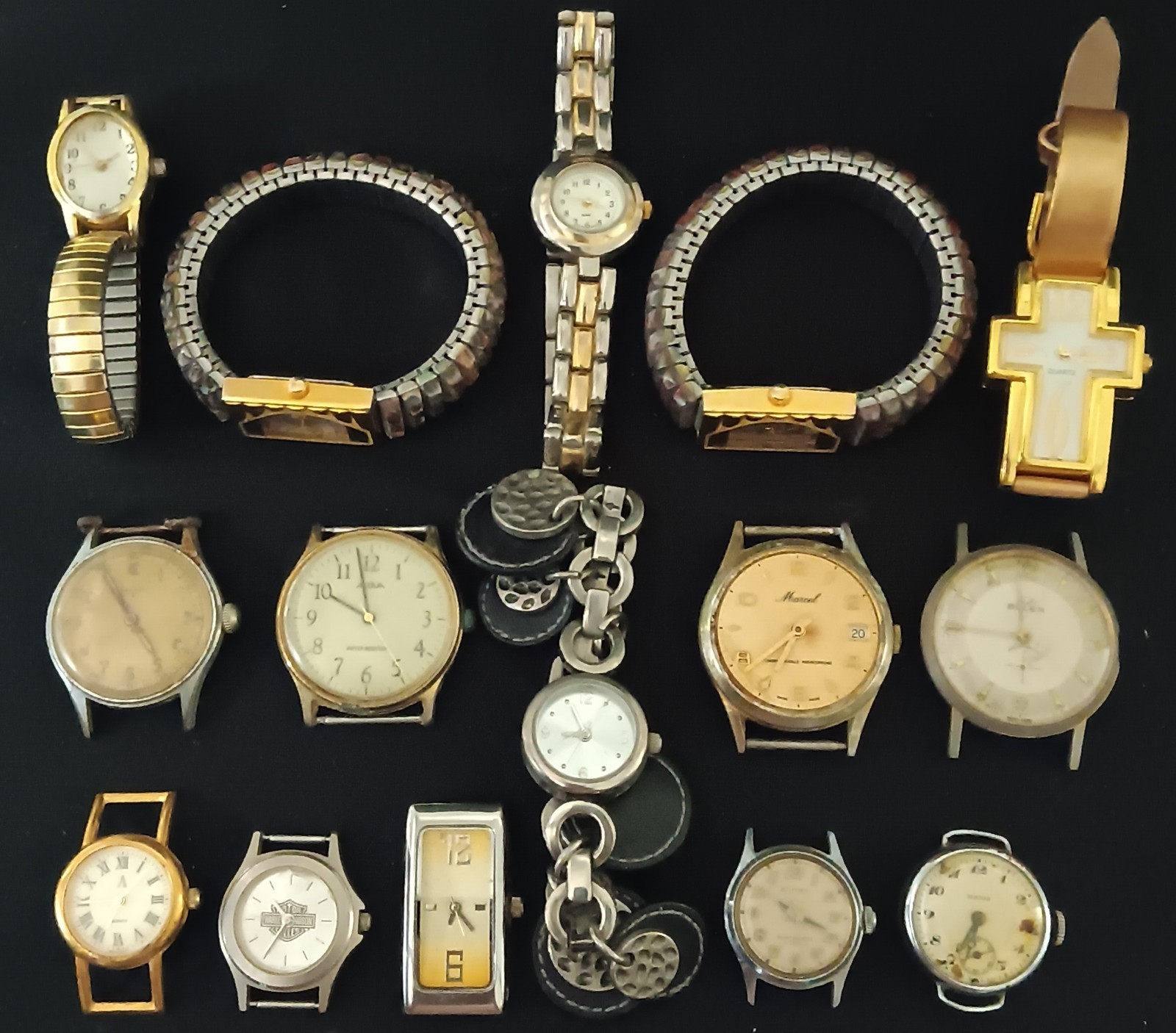 #2 watch lot 15 watches Buler Banner Harley Montana Acqua Avon parts repair