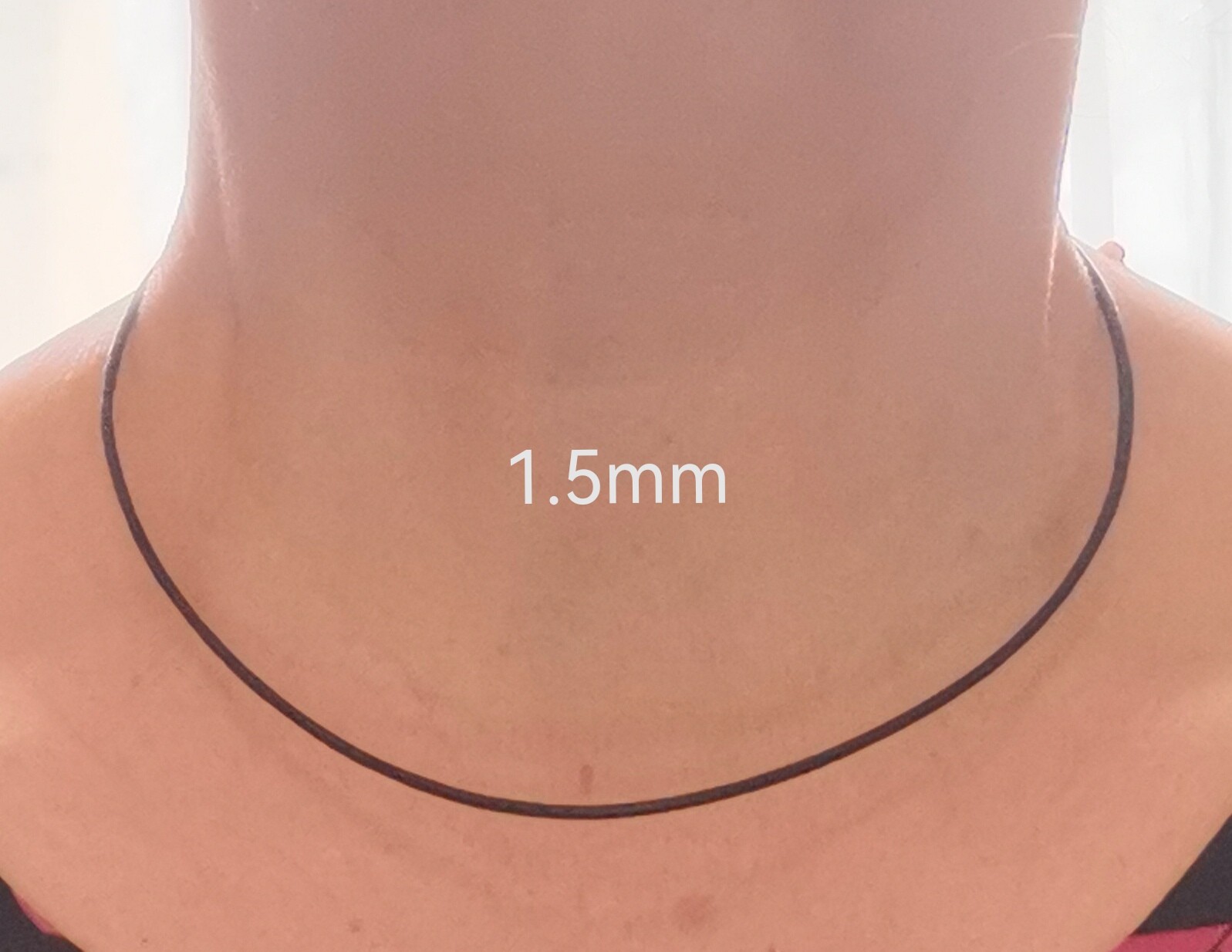 Black Genuine Leather Necklace – Sterling Silver Clasp. Choose Width & Length.