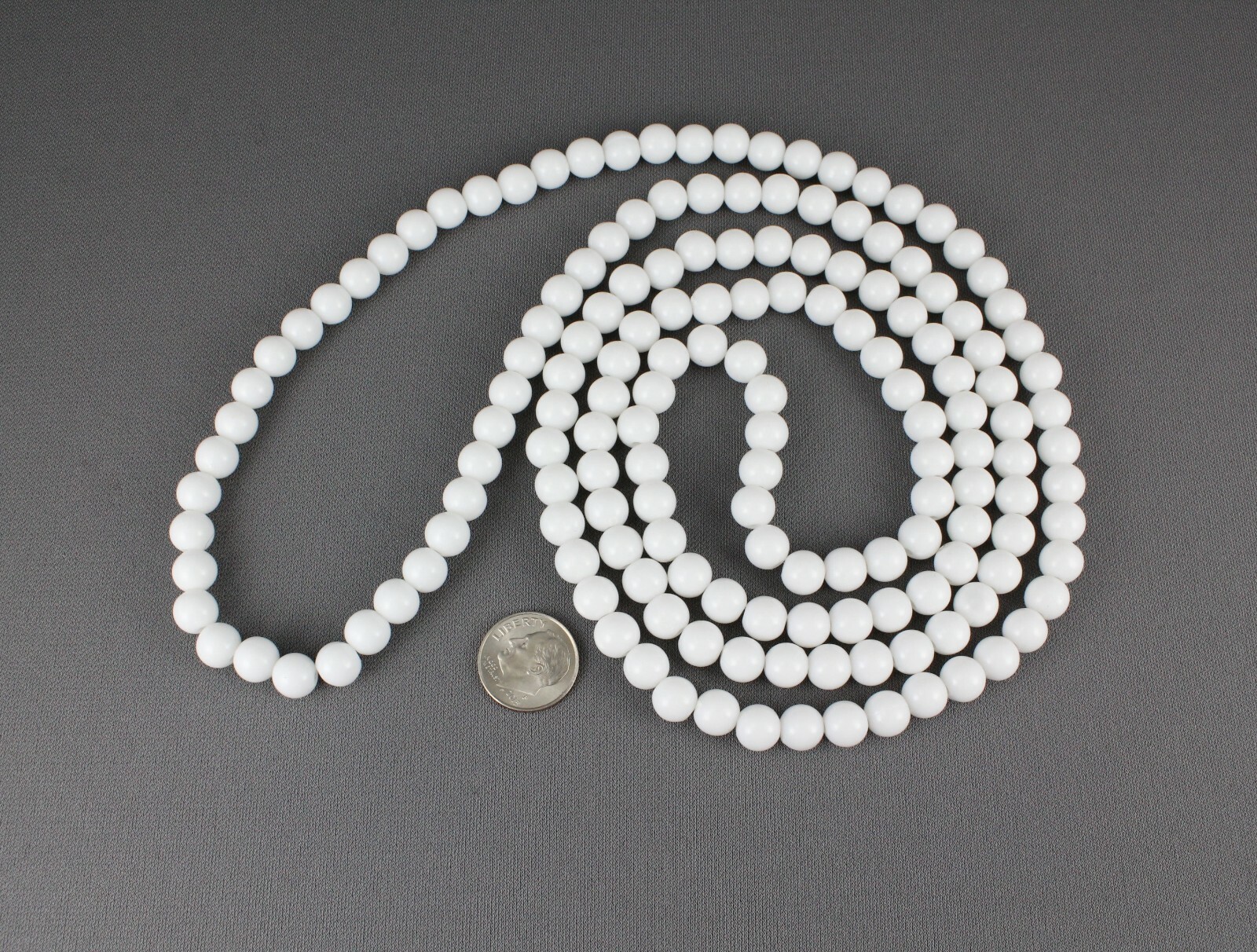 White bead long necklace extra long 44″ necklace beaded wrap double look wrapped