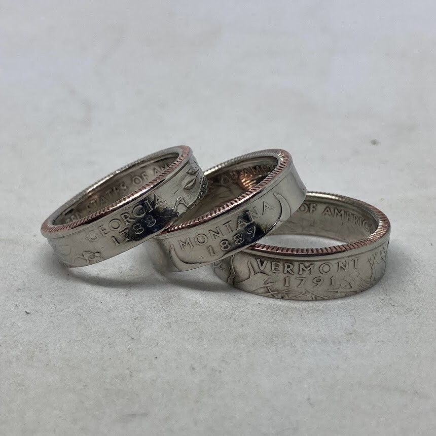State Quarter Ring (Made with actual quarter) Handmade Band