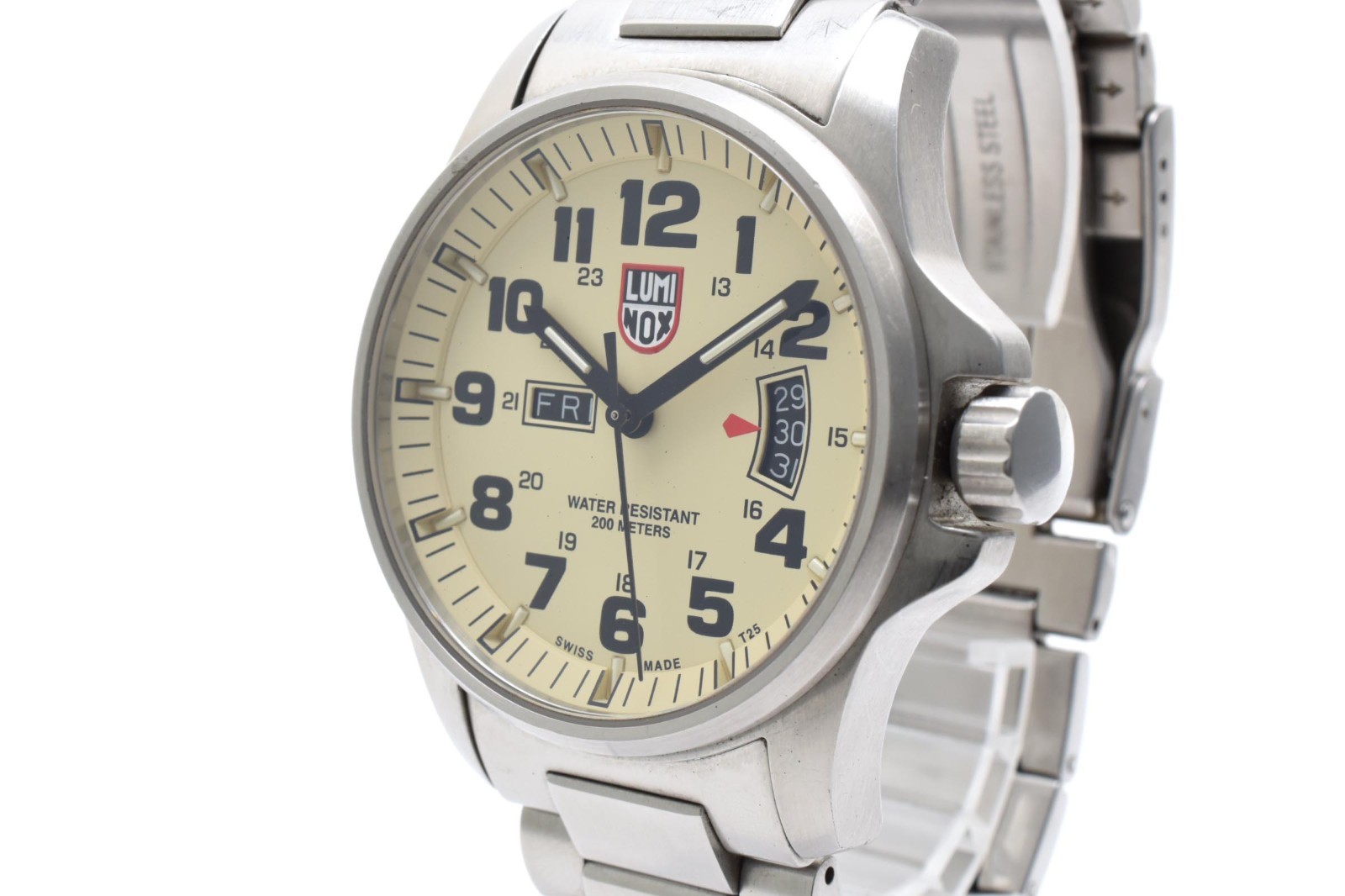 [Near Mint] LUMINOX ATACAMA FIELD 1820 Day Date Beige Dial Men’s Watch Quartz ST