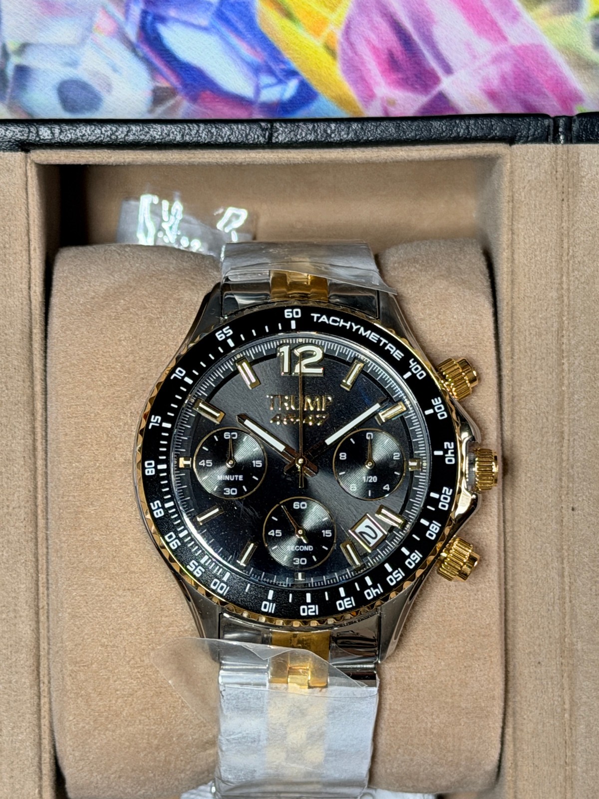 DONALD TRUMP 45 47 FIGHT CHRONOGRAPH Watch GOLD SILVER BLACK # /2000 FATHERS DAY