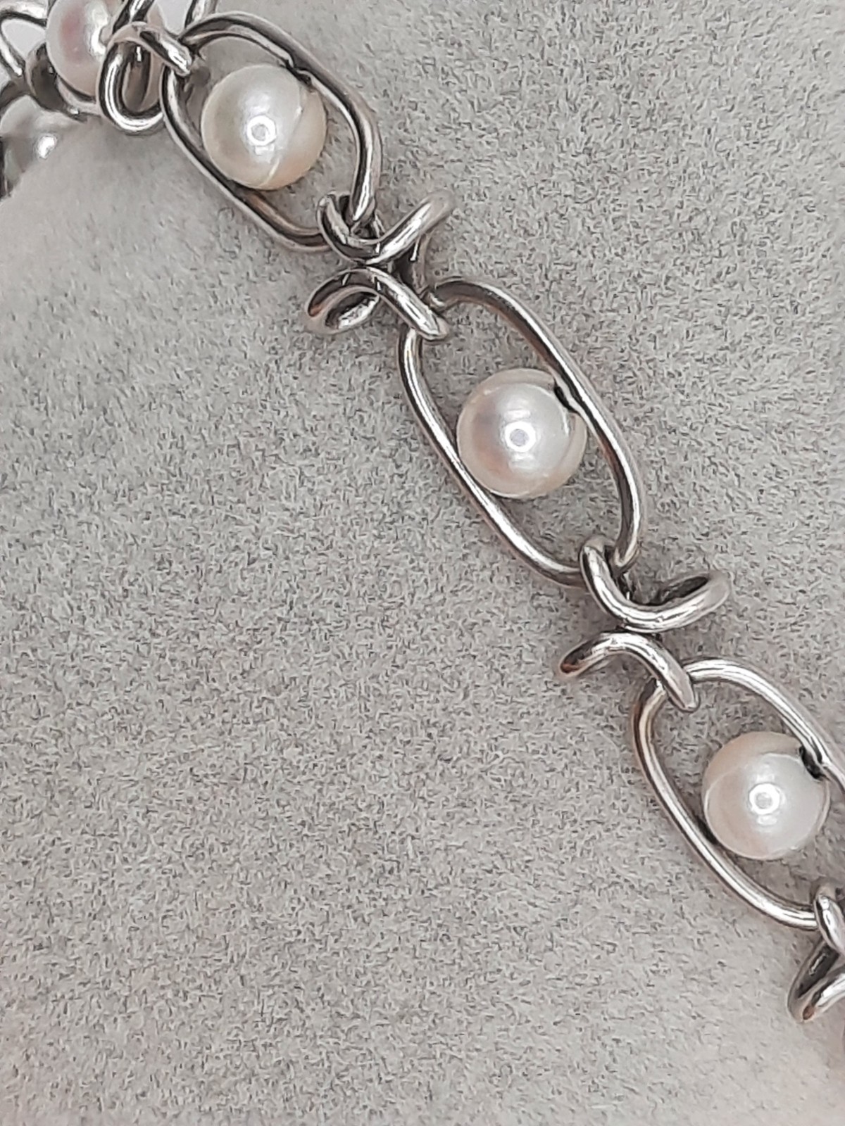 14k White Gold & Pearl Bracelet 7.25″ 10g Approx 8mm