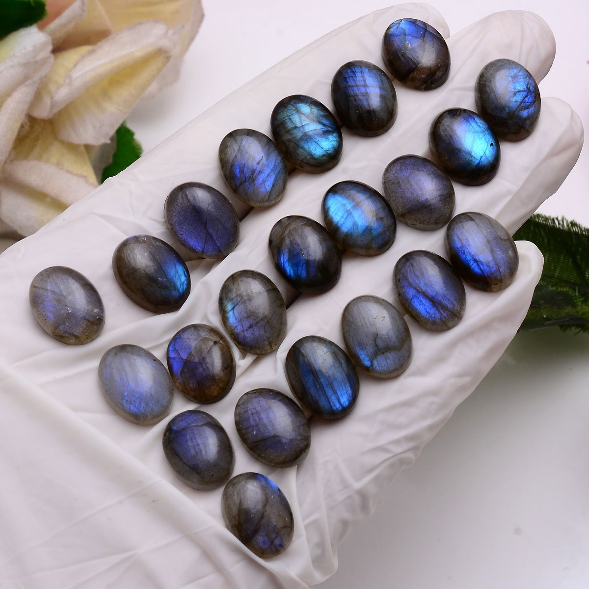 11 Pcs Natural Labradorite Blue Shine 16mmx12mm Oval Cabochon Loose Gemstone Lot